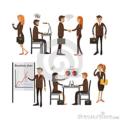 Vector set of office people characters isolated on white background Vector Illustration