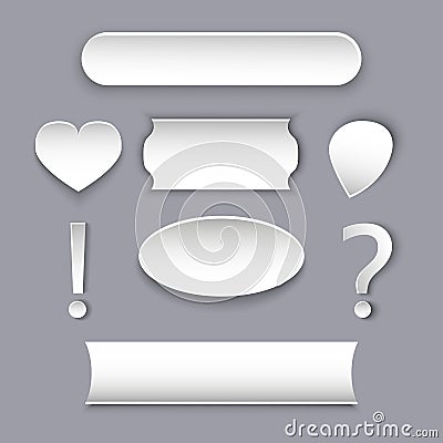 Vector set of paper patterns and cards for graphics and text. Various white form with a volume effect. Vector Illustration