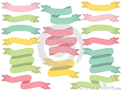 Vector Set of Pastel Ribbons Vector Illustration