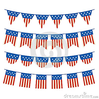 Vector Set of Patriotic Bunting Cartoon Illustration