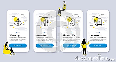 Vector Set of People icons related to Elevator, Developers chat and Vip table. Vector Vector Illustration