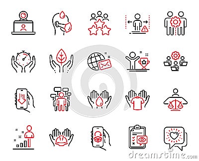 Vector Set of People icons related to Safe water, Sick man and Employees teamwork. Vector Vector Illustration