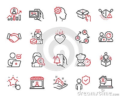 Vector Set of People icons related to Teamwork, Security and Medical mask. Vector Vector Illustration