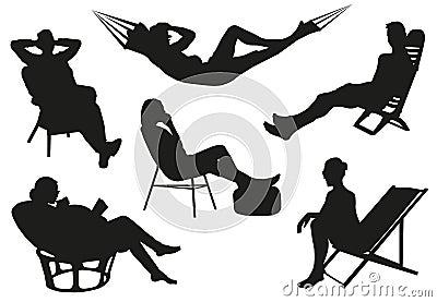 Set of silhouettes of resting people. Vector graphics Vector Illustration