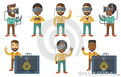 Vector set of people using modern technologies. Vector Illustration