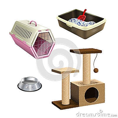 Vector set of pet shop accessories Vector Illustration