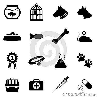 Vector Set of Pets Icons Vector Illustration