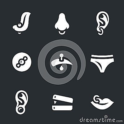 Vector Set of Piercing Icons. Vector Illustration