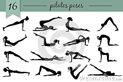 Vector set with pilates icons Stock Photo