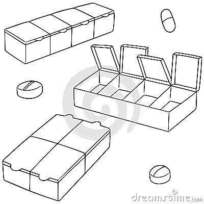 Vector set of pill box Vector Illustration