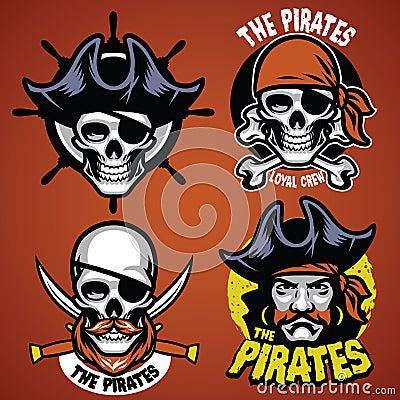 Set of pirate badge Vector Illustration