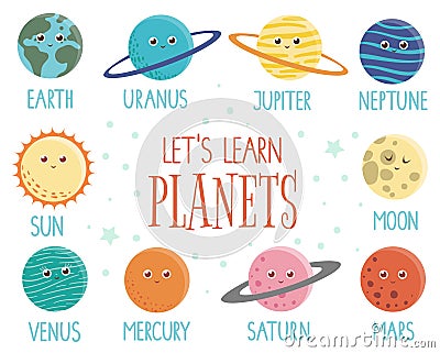 Vector set of planets for children Vector Illustration