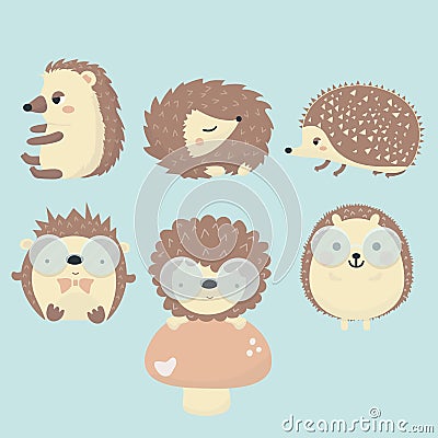 Vector set of porcupine. Vector Illustration