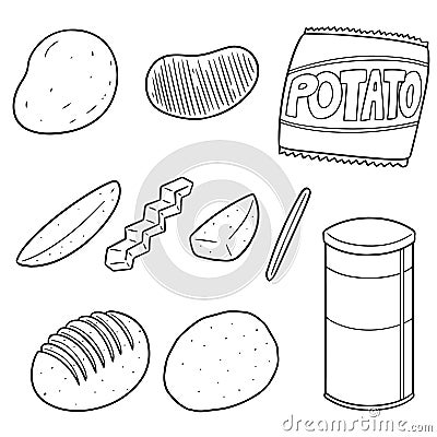 Vector set of potato products Vector Illustration