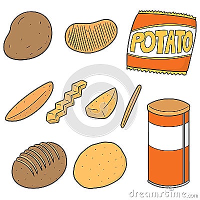 Vector set of potato products Vector Illustration