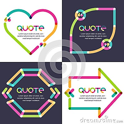 Vector set of quote forms template. Multicolor trendy background Vector Illustration