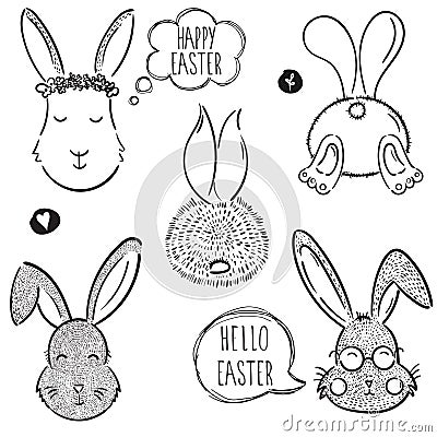 Vector set rabbit Vector Illustration