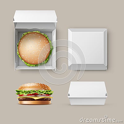 Vector Set of Realistic Container fwith Hamburger Vector Illustration