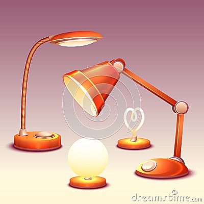 Vector set of realistic office reading-lamps Vector Illustration