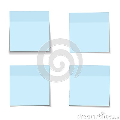 Vector set of realistic paper blue memo sheets Vector Illustration