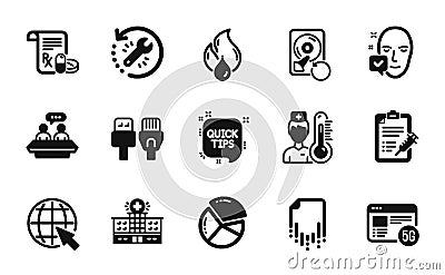 Vector set of Recovery file, Internet and Computer cables icons simple set. Vector Vector Illustration