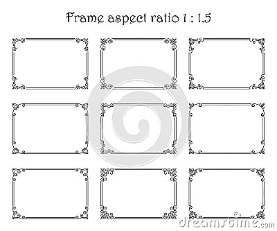 Vector set of rectangular frames with beautiful floral ornament Vector Illustration