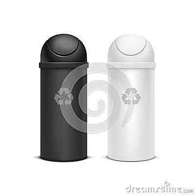 Vector Set of Recycle Bins for Trash and Garbage Vector Illustration