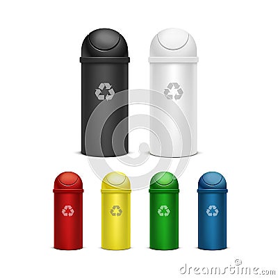 Vector Set of Recycle Bins for Trash and Garbage Vector Illustration