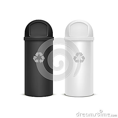 Vector Set of Recycle Bins for Trash and Garbage Vector Illustration