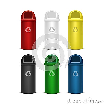 Vector Set of Recycle Bins for Trash and Garbage Vector Illustration