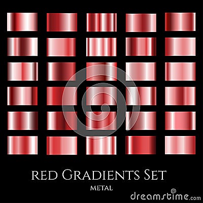 Vector set of red metal gradients. Collection of gradation swatches Vector Illustration