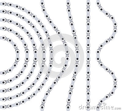 Vector set of repeatable bicycle or motorcycle chain segments. Vector Illustration