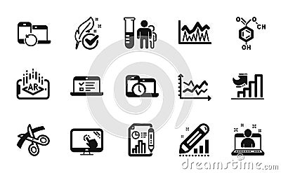 Vector set of Report document, Web lectures and Touch screen icons simple set. Vector Vector Illustration