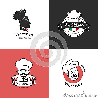 Vector set of retro classic badges for pizza Vector Illustration