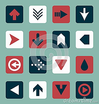 Vector Set: Retro Style Flat Arrow Buttons Vector Illustration