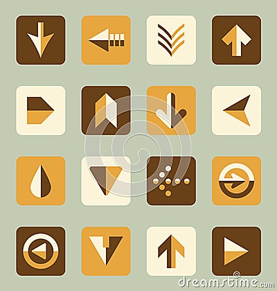 Vector Set: Retro Style Flat Arrow Buttons Vector Illustration