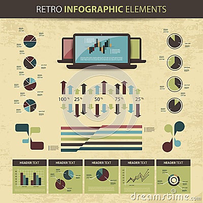 Vector set of retro styled infographic elements Vector Illustration