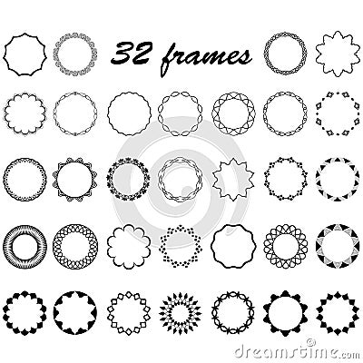 Vector set of round and circular empty frames for decoration Vector Illustration