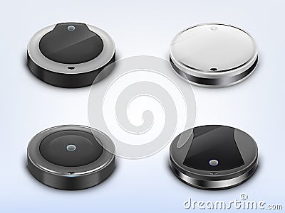 Vector set with round robotic vacuum cleaners Vector Illustration