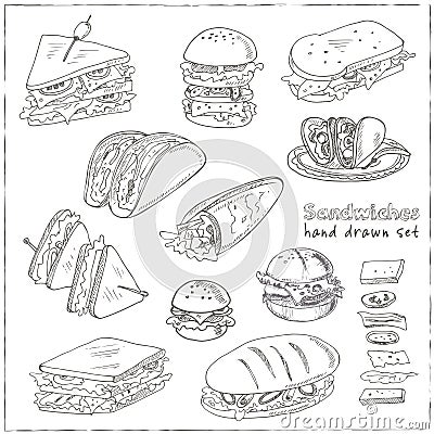 Vector Set of sandwiches Vector Illustration