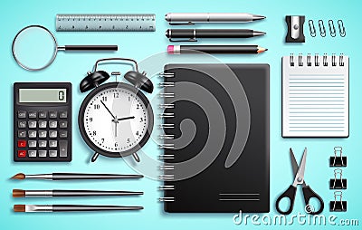 Vector set of school items and office supplies or modern business stationery Vector Illustration