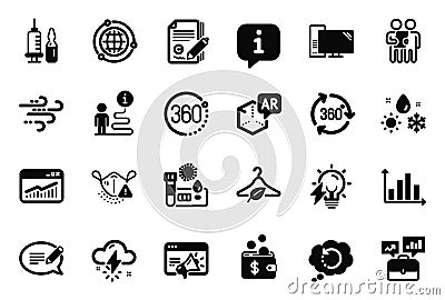 Vector Set of Science icons related to Augmented reality, 360 degrees and Recovery data. Vector Vector Illustration