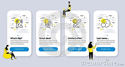 Vector Set of Science icons related to Electronic thermometer, Project edit and Analysis app. Vector Vector Illustration