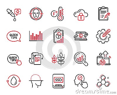 Vector Set of Science icons related to 5g internet, Report and Face detect. Vector Vector Illustration