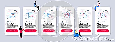 Vector Set of Science icons related to Hydroelectricity, Question mark and Report. Vector Vector Illustration