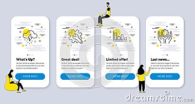 Vector Set of Science icons related to Thunderstorm weather, Customisation and Histogram. Vector Vector Illustration