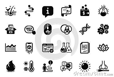 Vector Set of Science icons related to Timeline, Target path and Chemistry lab. Vector Vector Illustration