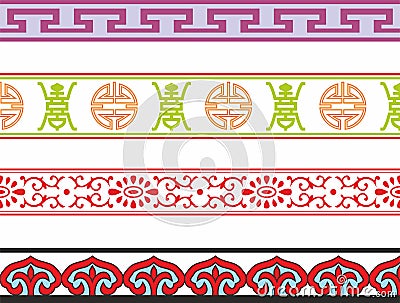 Vector set of seamless chinese borders Vector Illustration