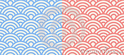 Vector set seamless Chinese geometric abstract patterns. Vector set of seamless wave pattern Vector Illustration