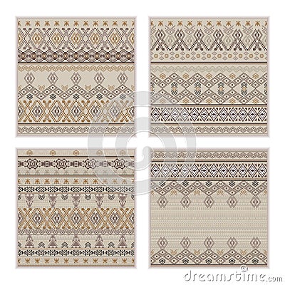 Vector set of seamless patterns. Ethnic tribal geometric texture Vector Illustration